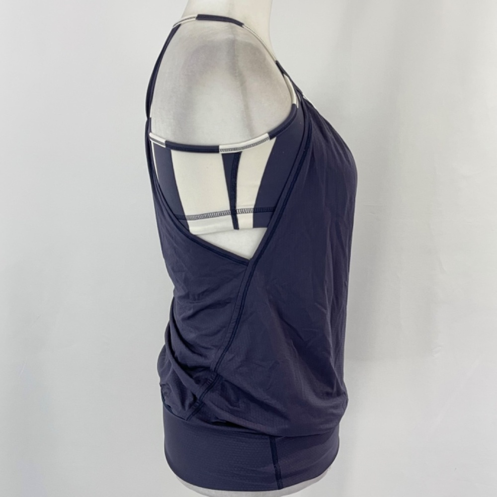 Lululemon No Limits Sports Bra Layer Loose Fit Tank Top Cadet Blue Stripe Size 4 - Picture 10 of 16